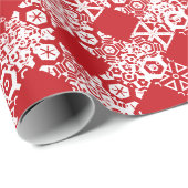Kariertes Rotweiße Gingham-Muster Weihnachten Geschenkpapier (Rolleneckpunkt)