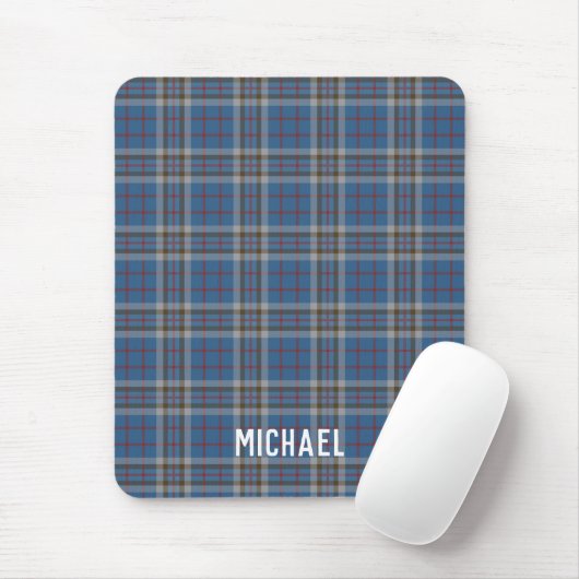 Kariertes Rustikal Thompson Blau Grau Karomuster Mousepad (Mit Mouse)