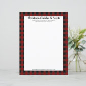 Kariertes rustikales Geschäftspapier in Rot und Sc (Stehend Vorderseite)