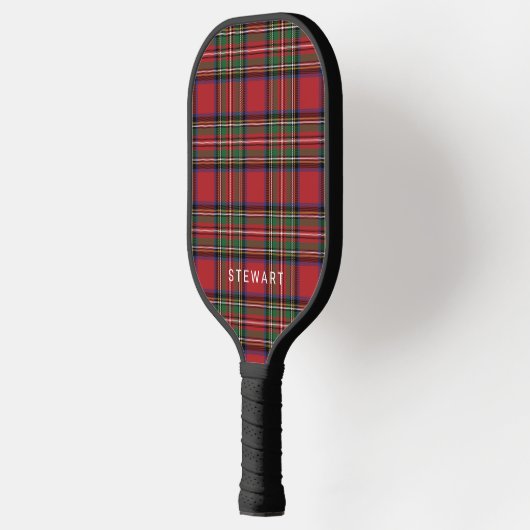 Kariertes Rustikales Rot und Green Stewart Tartan  Pickleball Schläger (Links)