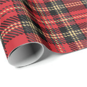 Kariertes rustikales, schwarz-gelbes Tartan-Muster Geschenkpapier (Rolleneckpunkt)