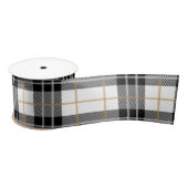Kariertes Satin Ribbon aus schwarzem Tartan Satinband (Spule)