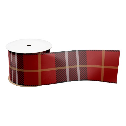 Kariertes Satin Ribbon aus schwarzem Tartan Satinband (Spule)