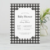 Kariertes Schachbrett für Schwarz und Weiß Gingham Einladung (Stehend Vorderseite)