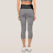Kariertes Schachbrett Schwarz-Weiß-Prüfmuster Capri Leggings (Rückseite)