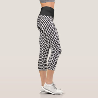 Kariertes Schachbrett Schwarz-Weiß-Prüfmuster Capri Leggings