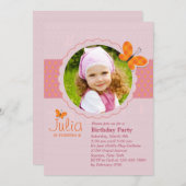 Kariertes Schmetterling Foto Geburtstagsparty Einl Einladung (Vorne/Hinten)