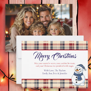 Kariertes Schneemann-Foto-Template Weihnachten