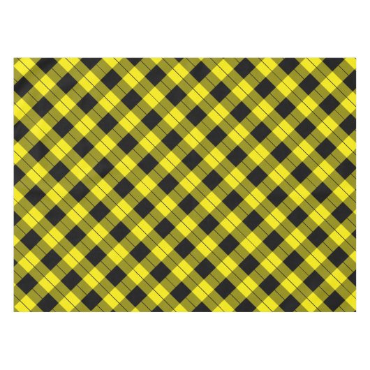 Kariertes, schwarz-gelbes Tablett Tischdecke (Vorderseite (Horizontal))