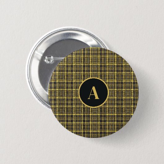 Kariertes Schwarz-Gold-Muster Button (Vorne & Hinten)