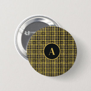 Kariertes Schwarz-Gold-Muster Button