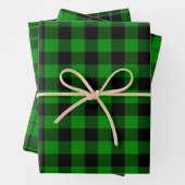 Kariertes Schwarz-Grün-Buffalo Geschenkpapier Set (Beispiel)
