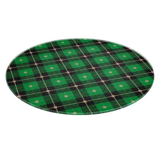 Kariertes Schwarz-Grün-Muster Schneidebrett (Ecke)