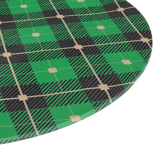 Kariertes Schwarz-Grün-Muster Schneidebrett (Ecke)