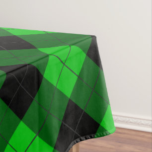 Kariertes Schwarz-Grün-Tablett Tischdecke