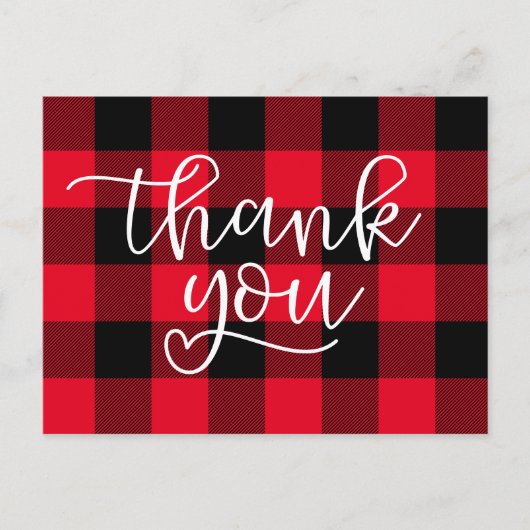 Kariertes Schwarz-Rot Buffalo Herzlichen Dank Postkarte (Vorderseite)