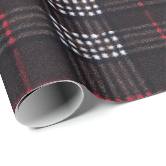 Kariertes Schwarz/Rot/Weiß-Muster Geschenkpapier (Rolleneckpunkt)