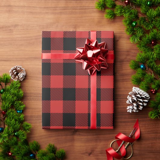Kariertes Schwarz- und Farbbüffel Geschenkpapier (Feiertagsgeschenk)