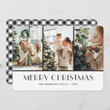 Kariertes Schwarz-Weiß-Buffalo-Foto Weihnachten