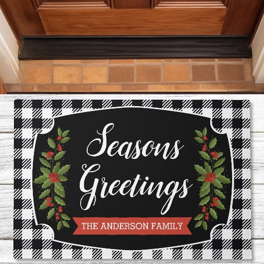 Kariertes Schwarz-Weiß-Buffalo Fußmatte