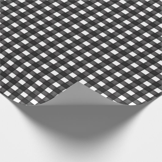 Kariertes Schwarz-Weiß-Buffalo Geschenkpapier (Ecke)