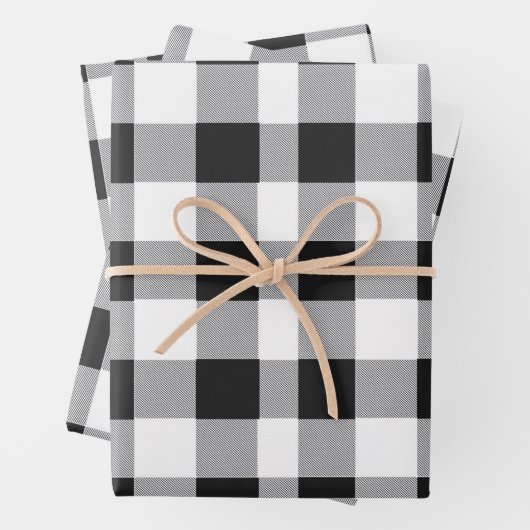 Kariertes Schwarz-Weiß-Buffalo Geschenkpapier Set (Beispiel)