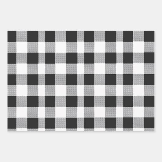 Kariertes Schwarz-Weiß-Buffalo Geschenkpapier Set (Vorderseite)