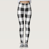 Kariertes Schwarz-Weiß-Buffalo Leggings (Vorderseite)