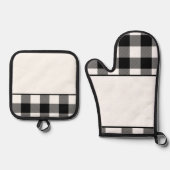 Kariertes Schwarz-Weiß-Buffalo-Logo hinzufügen Ofenhandschuh & Topflappen-Set (Vorderseite)
