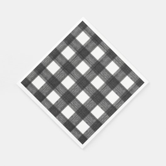 Kariertes Schwarz-Weiß-Buffalo Serviette (Ecke)