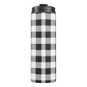 Kariertes Schwarz-Weiß-Buffalo Thermosbecher (Vorderseite)