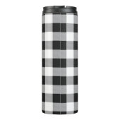 Kariertes Schwarz-Weiß-Buffalo Thermosbecher (Rückseite)