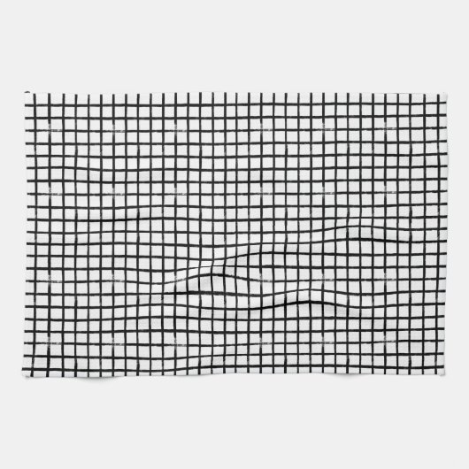 Kariertes Schwarz-Weiß-Doodmuster Geschirrtuch (Horizontal)