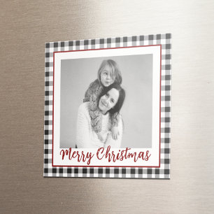 Kariertes Schwarz-Weiß-Foto Magnet
