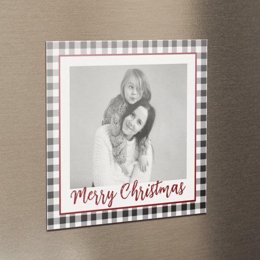 Kariertes Schwarz-Weiß-Foto Magnet