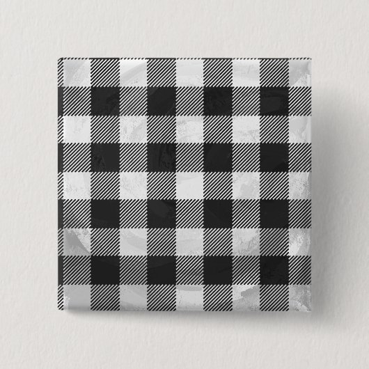 Kariertes Schwarz-Weiß-Karo Button (Vorderseite)
