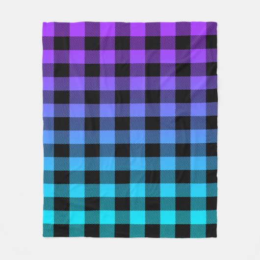 Kariertes Schwarz-Weiß-Muster lila zur türkisfarbe Fleecedecke (Vorderseite)