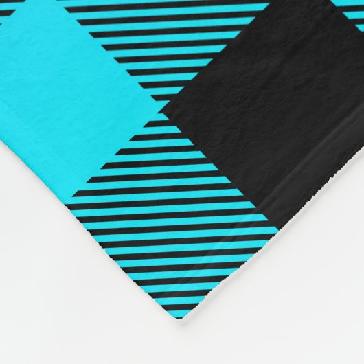 Kariertes Schwarz-Weiß-Muster lila zur türkisfarbe Fleecedecke (Ecke)