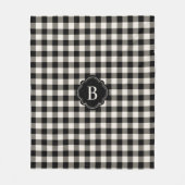 Kariertes Schwarz-Weiß-Muster und Monogramm Fleecedecke (Vorderseite)