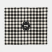 Kariertes Schwarz-Weiß-Muster und Monogramm Fleecedecke (Vorderseite (Horizontal))