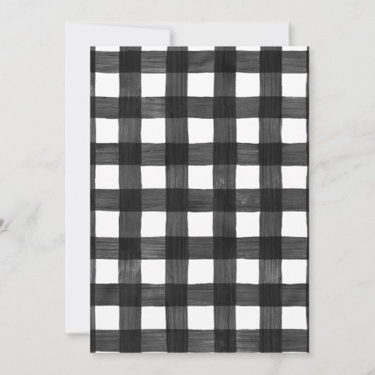 Kariertes Schwarz-Weiß One Happy Camper Boy Campin Einladung (Rückseite)