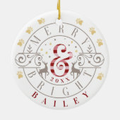 Kariertes  Schwarz/Weiß Print Pet Foto Keramik Ornament (Hinten)