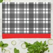 Kariertes Schwarz-Weiß-Rot-Grenz-Küchentuch Geschirrtuch (Gefaltet)