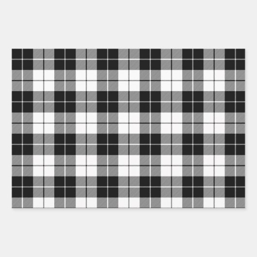 Kariertes Schwarz-Weiß-, Rot- und Grünmuster Geschenkpapier Set (Vorderseite)