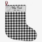 Kariertes Schwarz-weißes Buffalo für benutzerdefin Großer Weihnachtsstrumpf (Vorderseite)