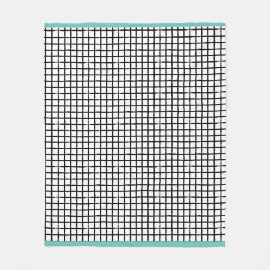 Kariertes schwarz-weißes Doodle-Muster Fleece-Deck Fleecedecke (Vorderseite)