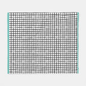 Kariertes schwarz-weißes Doodle-Muster Fleece-Deck Fleecedecke (Vorderseite (Horizontal))