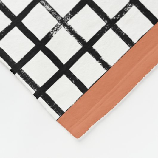Kariertes schwarz-weißes Doodle-Muster Fleece-Deck Fleecedecke (Ecke)