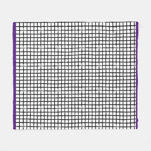Kariertes schwarz-weißes Doodle-Muster Fleece-Deck Fleecedecke (Vorderseite (Horizontal))