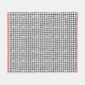 Kariertes schwarz-weißes Doodle-Muster Fleece-Deck Fleecedecke (Vorderseite (Horizontal))